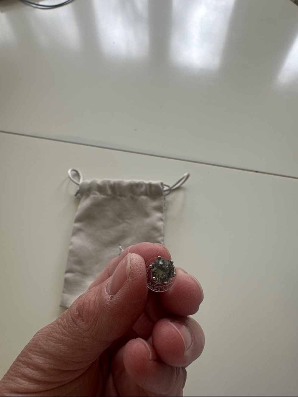 Silver Green Stone Stud Earring - Brand Unbranded